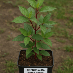 Dereń biały 'Bâton Rouge' (Cornus alba 'Bâton Rouge' 'Minbat' cov) – efektowny krzew o szkarłatnych pędach, sadzonka w pojemniku