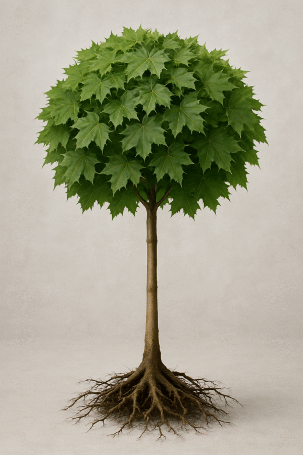 Klon zwyczajny 'Globosum' - Acer platanoides 'Globosum' - Kulista Forma Korony, Sadzonka w Doniczce