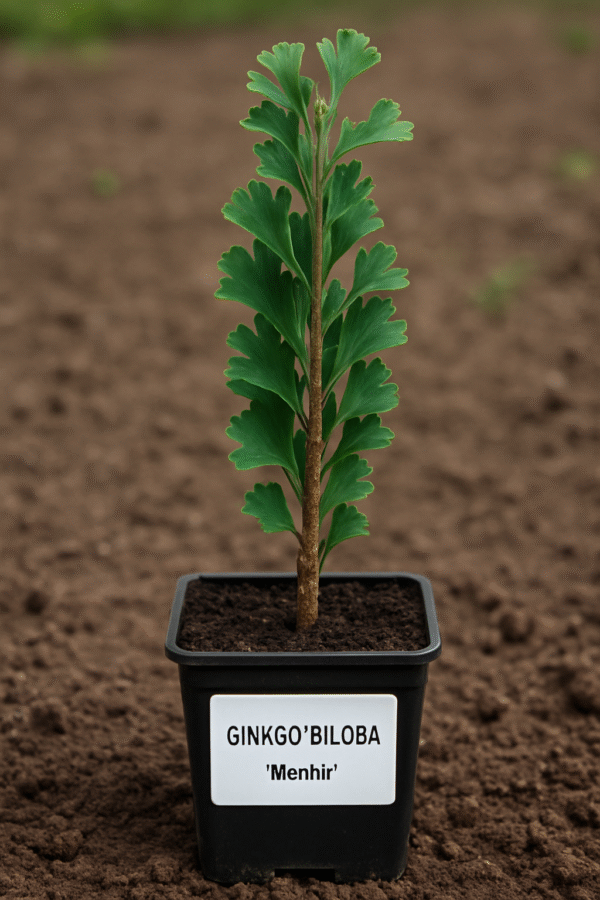 Miłorząb Dwuklapowy 'Menhir' – Ginkgo biloba 'Menhir' – Kolumnowa Odmiana w Doniczce